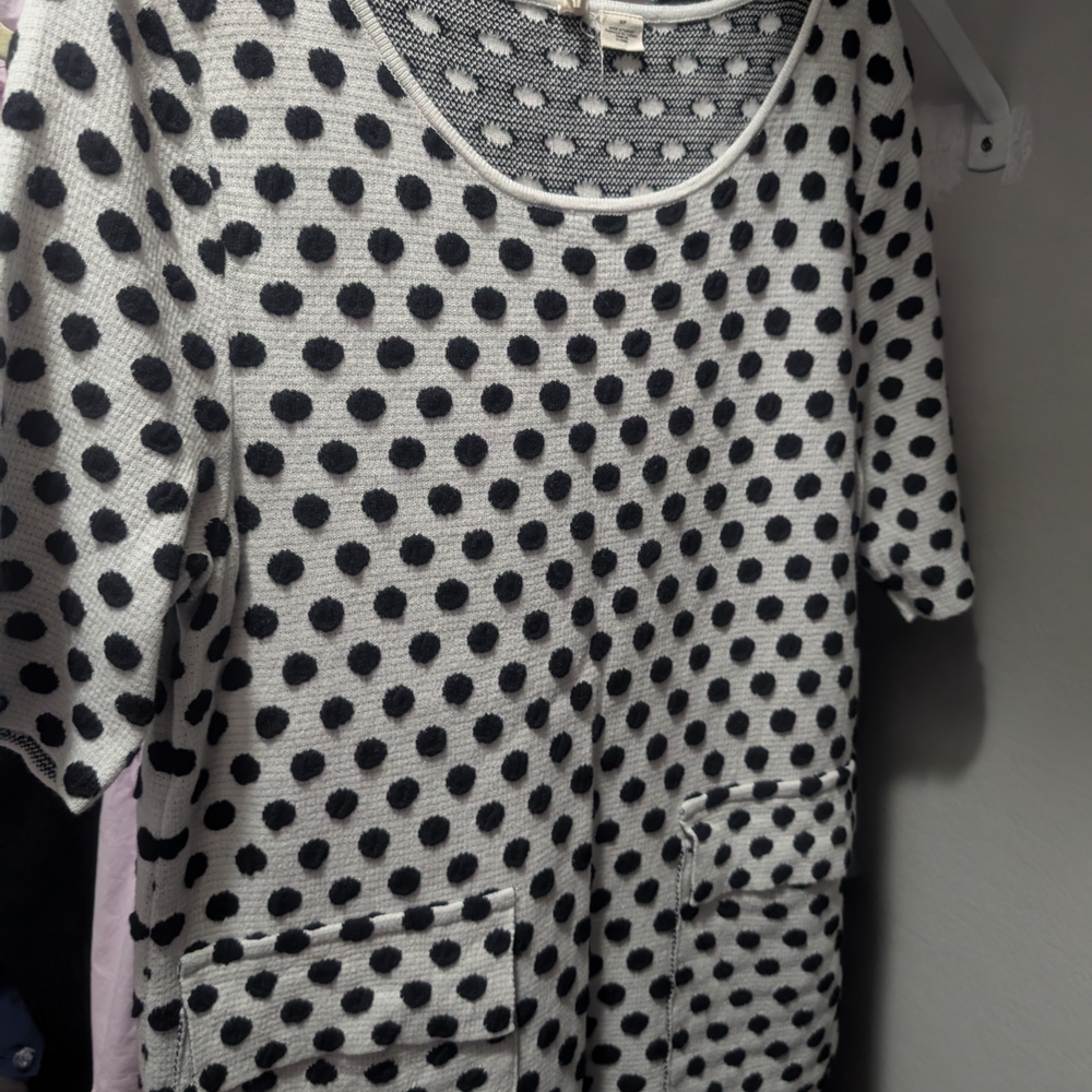 Moth Black and White Polka Dot Short Sleeve Top